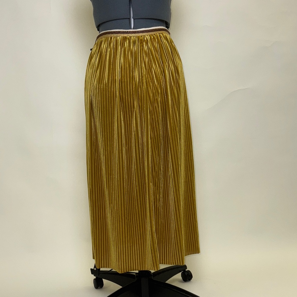 Mystree Gold Pleated Midi Skirt